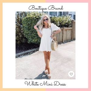 White Floral Tie Back Mini Dress